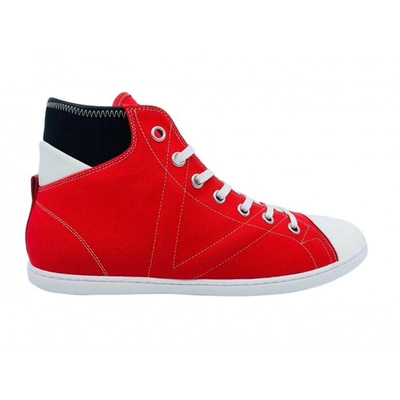 Pre-owned Louis Vuitton Cloth High Trainers In Red