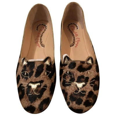 Pre-owned Charlotte Olympia Kitty Pony-style Calfskin Ballet Flats