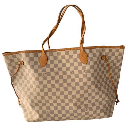 Pre-Owned Louis Vuitton Neverfull Beige Cloth Handbag | ModeSens