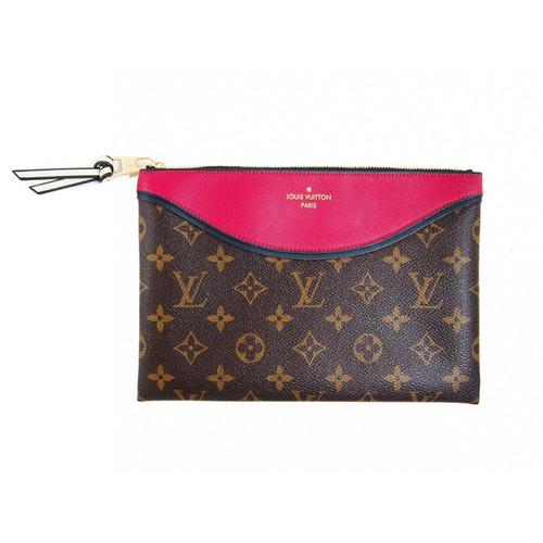 Pre-Owned Louis Vuitton Tuileries Brown Cloth Clutch Bag | ModeSens