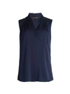 Kobi Halperin Stretch-silk V-neck Sleeveless Blouse In Midnight Blue