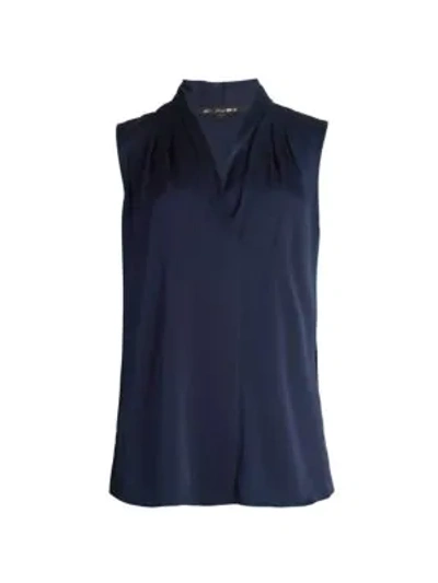 Kobi Halperin Stretch-silk V-neck Sleeveless Blouse In Midnight Blue