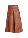 CHLOÉ A-Line Leather Midi Skirt