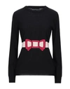 BOUTIQUE MOSCHINO BOUTIQUE MOSCHINO WOMAN SWEATER BLACK SIZE 6 VIRGIN WOOL, ACRYLIC