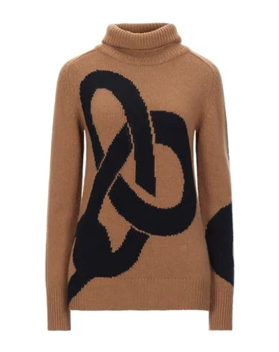 Victoria Beckham Cashmere Intarsia Knit Sweater In Camel