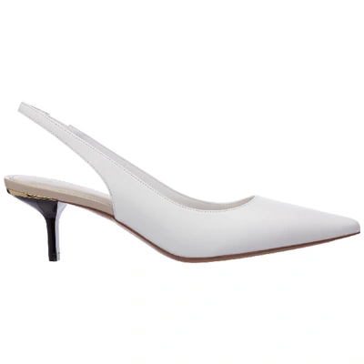 Michael Kors Women's Leather Pumps Court Shoes High Heel Page Sling In White