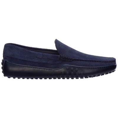 Tod's Men's Suede Loafers Moccasins Gommini In Blue