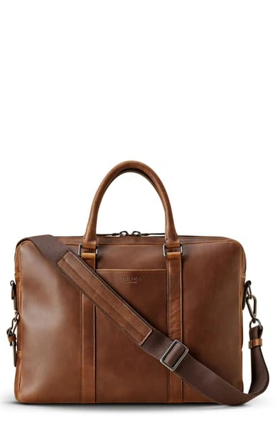 Shinola Navigator Distressed Leather Briefcase Tote In Medium Brown