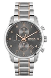 Hugo Boss Skymaster Chronograph Bracelet Watch, 44mm In Silver/ Carnation/ Grey