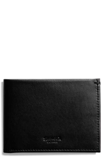 Shinola Slim Bifold Leather Wallet In Black