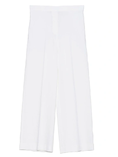 Theory Embroidered Wide-leg Cropped Trousers In White