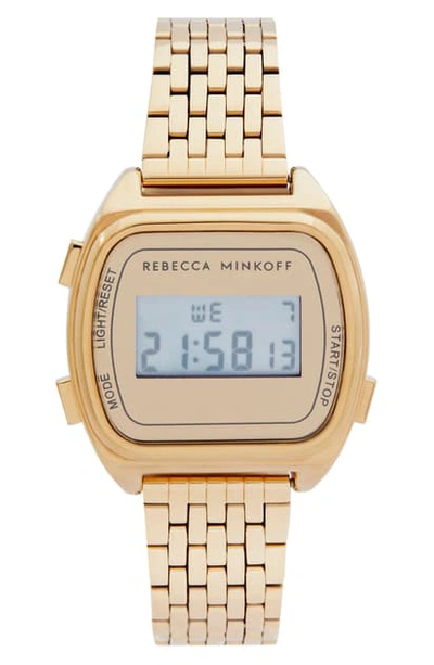 Rebecca Minkoff Digital Bracelet Watch, 34mm In Gold