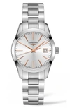 Longines Women's Swiss Conquest Classic Stainless Steel Bracelet Watch 34mm In Silver