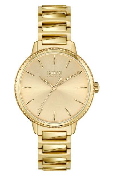 Hugo Boss Women's Signature Gold-tone Stainless Steel Bracelet Watch 34mm Women's Shoes In Assorted-pre-pack