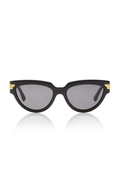 Bottega Veneta Original Cat-eye Acetate And Gold-tone Sunglasses In Black