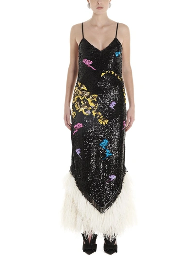 Attico Oriental Tiger Sequin Embellished Gown In Black