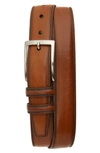 Torino Kipskin Leather Belt In Walnut