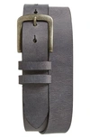 Torino Belts Waxed Leather Belt In Charcoal