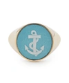 FERIAN GOLD WEDGWOOD ANCHOR ROUND SIGNET RING,000705700