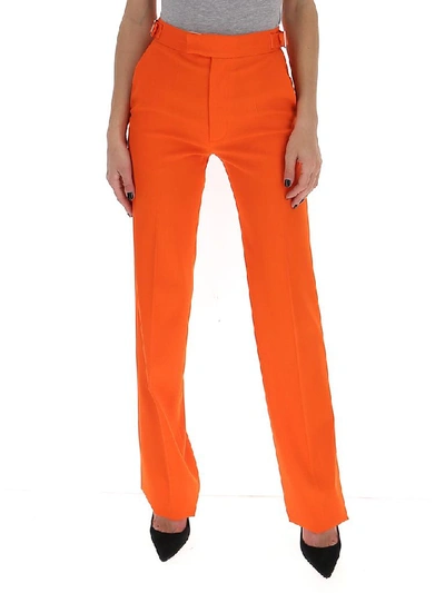 Attico High Waisted Straight Fit Trousers In Orange