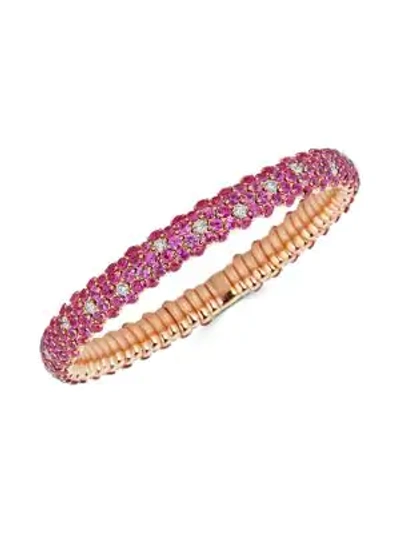 Zydo Stretch 18k Rose Gold, Pink Sapphire & Diamond Bracelet
