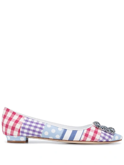 Manolo Blahnik Hangisi Patchwork Ballerinas In Pink