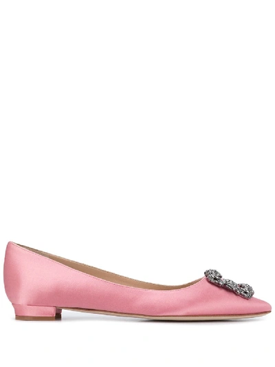 Manolo Blahnik Hangisiflat Ballerina Shoes In Pink