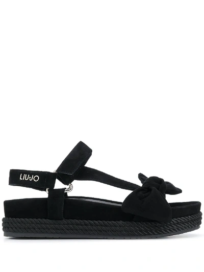Liu •jo Bow-detail Flatform Sandals In Black