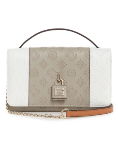 Guess Kamryn Wallet Crossbody In Taupe Multi/gold