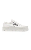 Prada Womens White Double Wheel Recycled-nylon Low-top Trainers In White