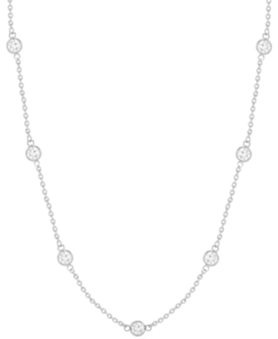 ESSENTIALS CUBIC ZIRCONIA STATION 24" STATEMENT NECKLACE IN SILVER OR GOLD PLATE