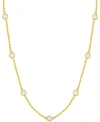 ESSENTIALS CUBIC ZIRCONIA STATION 24" STATEMENT NECKLACE IN SILVER OR GOLD PLATE
