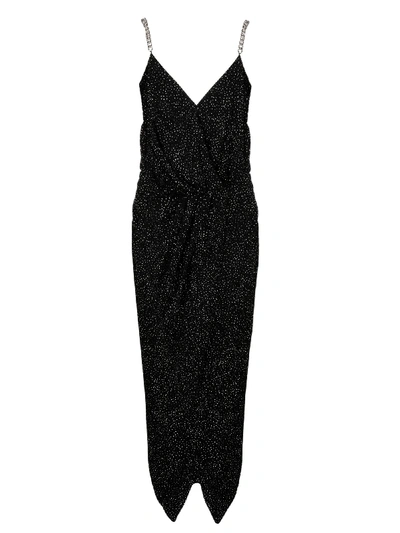 Balmain Long Dress With Chain And Strass In Black