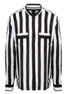 Balmain Striped Korean Shirt In Black