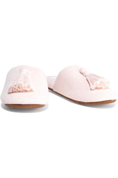 Skin Vara Tasseled Cotton-blend Slippers In Pastel Pink