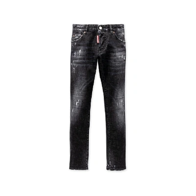 Dsquared2 Kids' Destroyed Effect Clement Jeans In Black