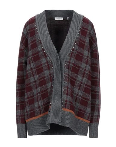 Sandro Strass Crystal-embellished Checked Knitted Cardigan In Gray