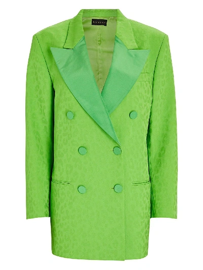 Dundas Double-breasted Leopard-print Wool-blend Jacquard Blazer In Green