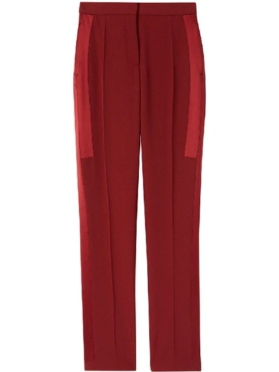 Burberry High-waisted Side Stripe Trousers In Red