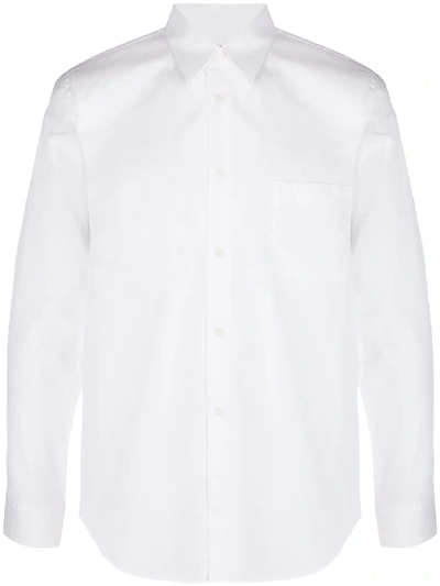 Black Comme Des Garçons Long-sleeve Fitted Shirt In White