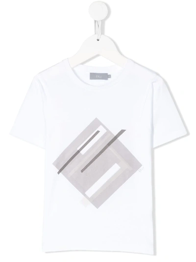 Baby Dior Kids' Contrast Print T-shirt In White