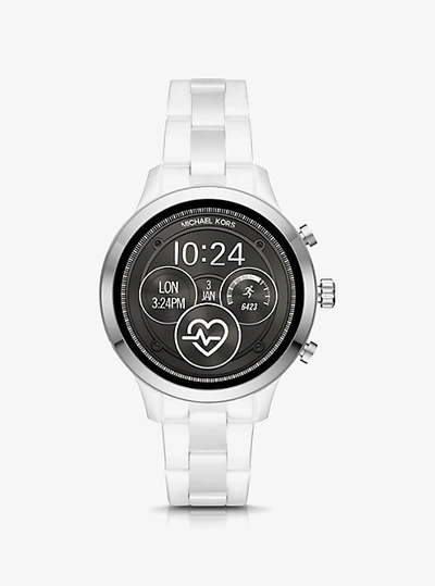 Michael Kors Gen 4 Runway Silver-tone And Ceramic Smartwatch In White