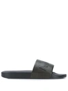 Moncler Bastien Leather Slides In Green