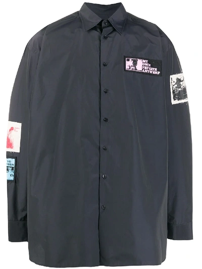 Raf Simons Patch Detail Oversized Shirt In Black