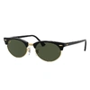 RAY BAN SUNGLASSES UNISEX CLUBMASTER OVAL LEGEND GOLD - BLACK FRAME GREEN LENSES 52-19