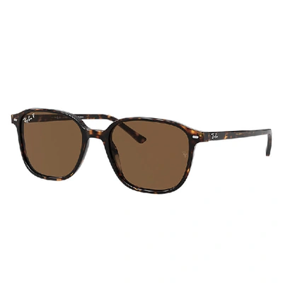 Ray Ban Leonard Sunglasses Tortoise Frame Brown Lenses Polarized 53-18