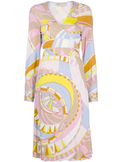 Emilio Pucci Abstract Print Wrap Dress In Pink