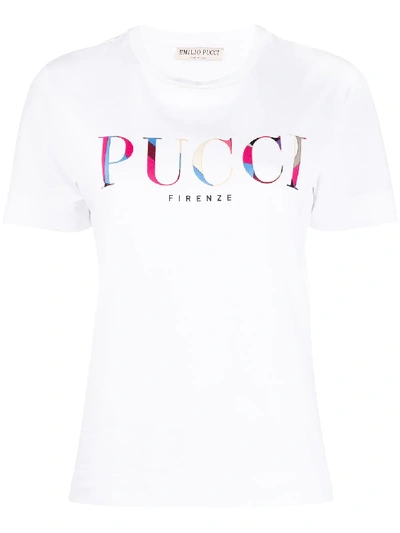 Emilio Pucci Appliquéd Cotton-jersey T-shirt In White