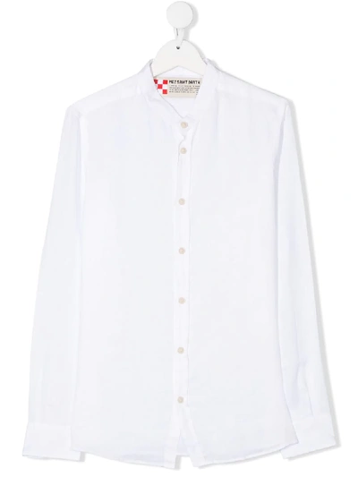 Mc2 Saint Barth Teen Pati Band-collar Shirt In White