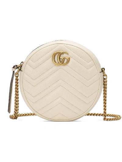 Gucci Marmont Mini Leather Shoulder Bag In White